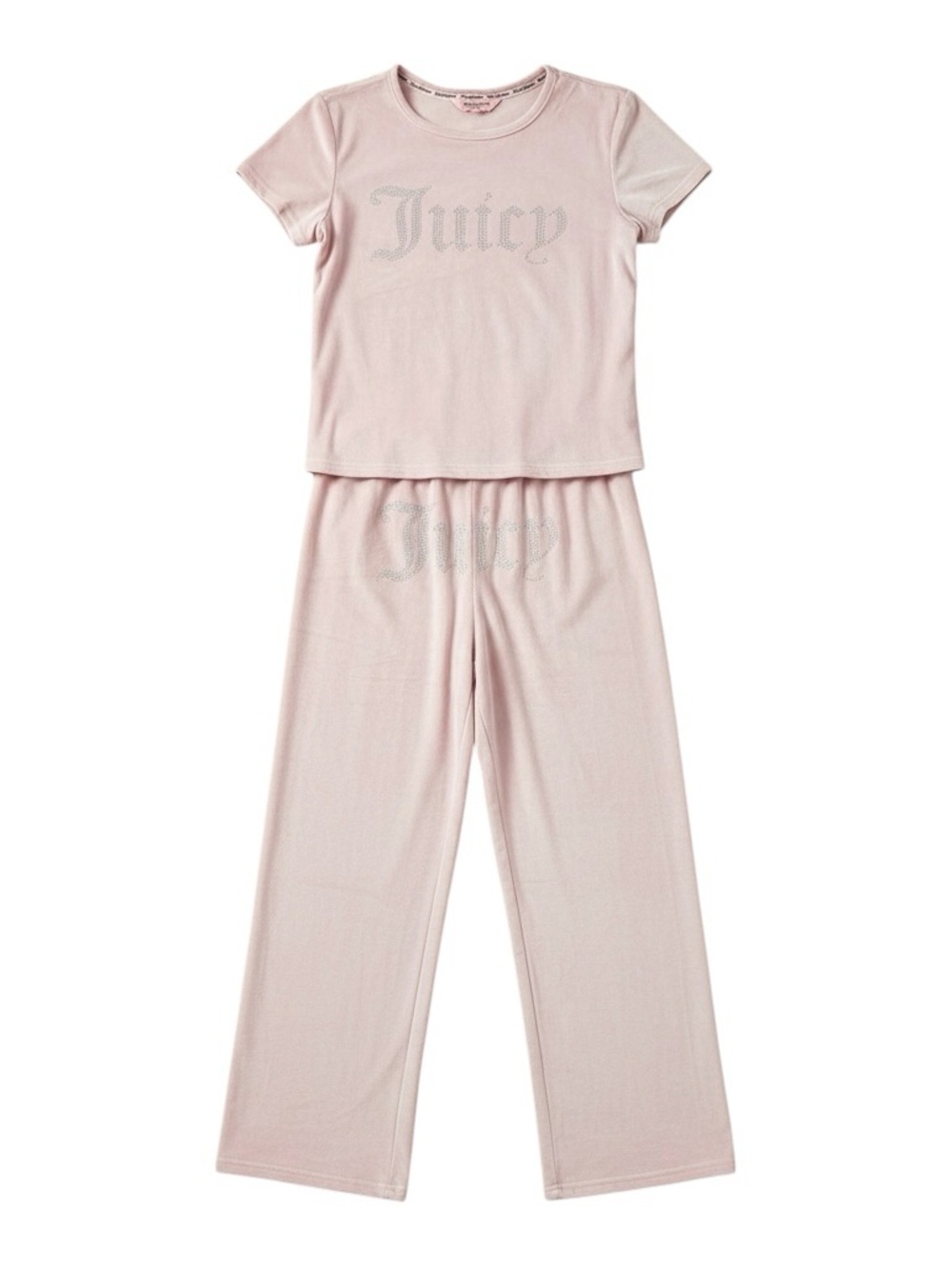 Juicy Couture Pink Velour Rhinestone Logo Loungewear Womens Size Large Y2K Bling
